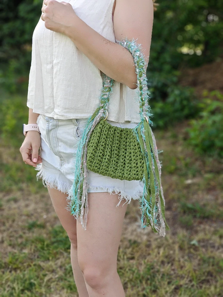 Háčkovaná daily bag zelená