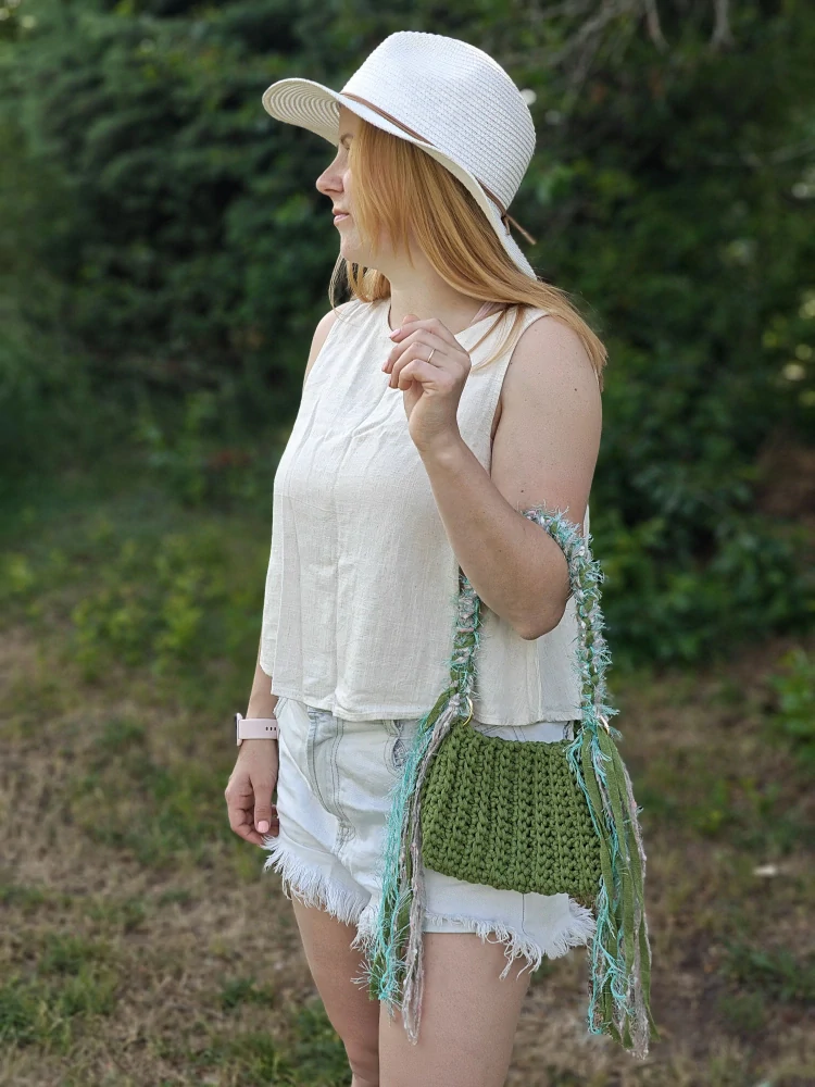 Háčkovaná daily bag zelená